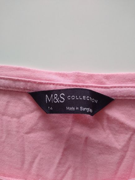 M&S Collection Pink & White Long Sleeve Pre-Loved Top Size 14 - Picture 3 of 5